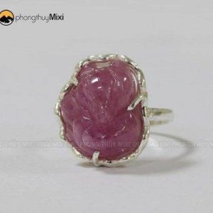 Nhẫn bạc Hồ Ly Saphire Hồng