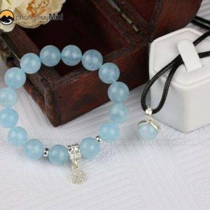 Vòng tay Aquamarine 10ly VIP mix bạc